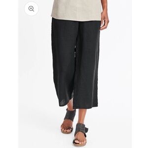 FLAX Black Linen Wide Leg Pants, S/P NWOT